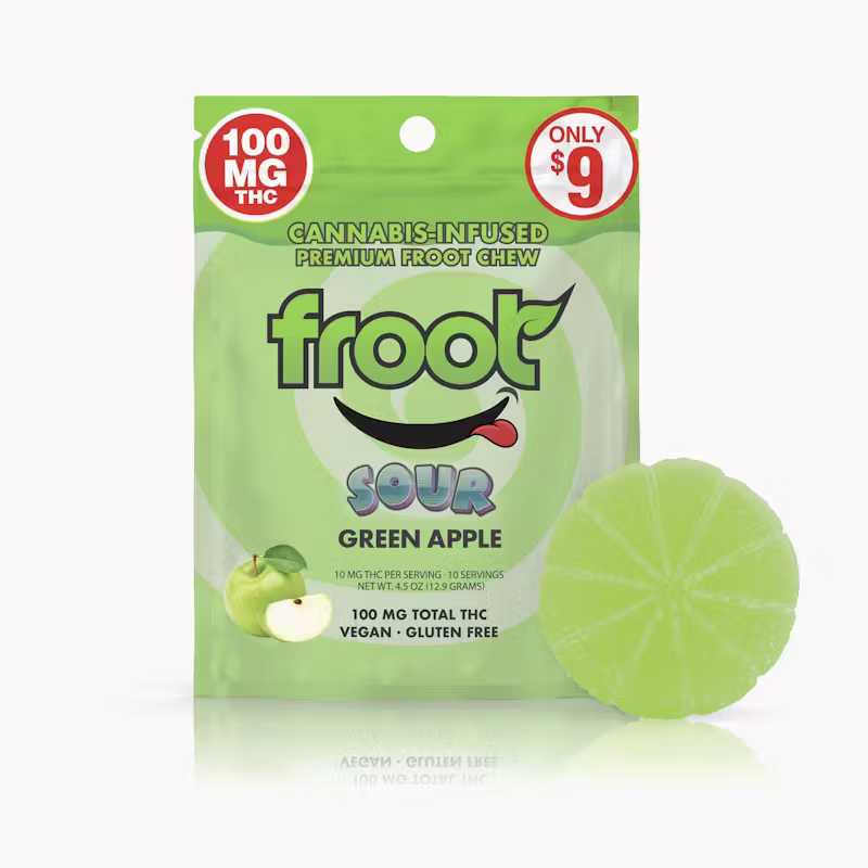 Froot | Sour Green Apple Gummy | Hybrid | 100mg | Single cut-to-dose